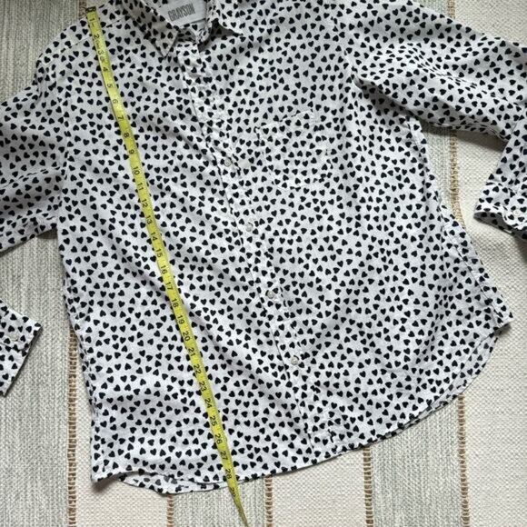Grayson The Hero White Black Heart Print Cotton Oversized Button Down Shirt 5 XL - Picture 5 of 9
